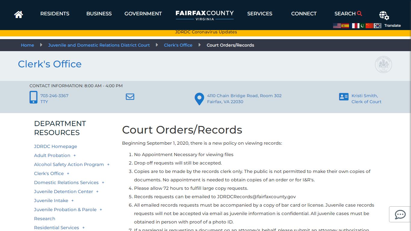 Court Orders/Records - Fairfax County, Virginia